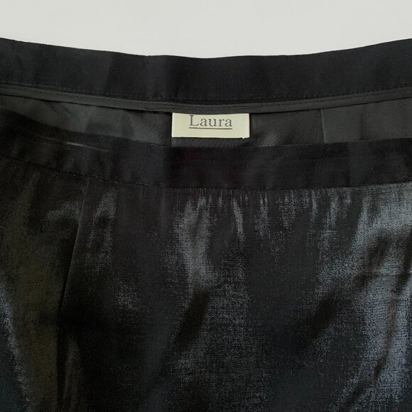 Laura Shiny Satin Black Long Formal Maxi Skirt Holiday Party Elegant Goth Whimsi - Picture 4 of 10